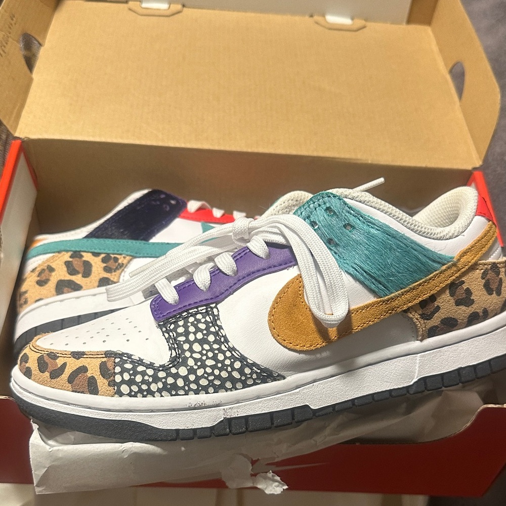 Nike Kids Leopard and Patchwork Sneakers